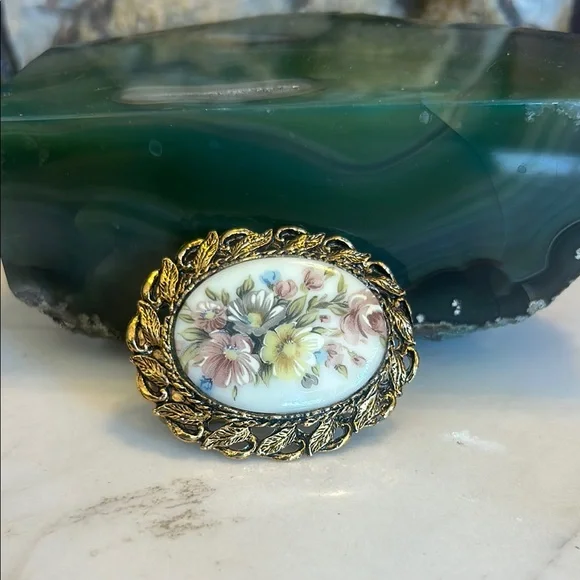 Accessories | Floral Belt Buckle With Goldtone Frame | Poshmark display picture 3
